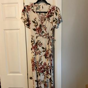 Faux wrap floral maxi dress